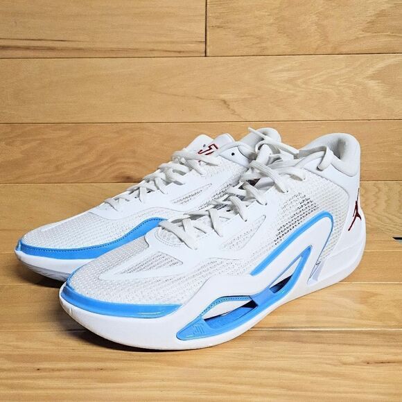 Jordan Tatum 1 White Red Blue Archer Ave St. Louis Basketball Shoes DX5573-100 - Picture 6 of 13